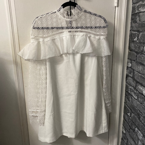 Self Portrait Military Cape Lace Dress White Size US 4 - Picture 1 of 7